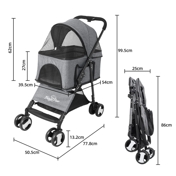 Large Pet  Dog Stroller Pram with Detachable & breathable Cart & Maximum Load Capacity of 30kg