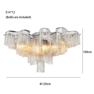 Remote Control Tassels Aluminum Chrome Dimmable Ceiling Lights Lustres Room Decor Lamps Modern Ceiling Chandelier for Bedroom