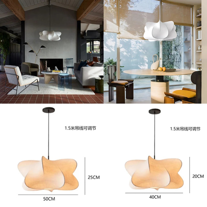 Nordic Lustre Ceiling Chandelier Luxury Silk Lampshade Propeller Design Led Lamp Living Room Dining Bedroom Home Decor Lightings