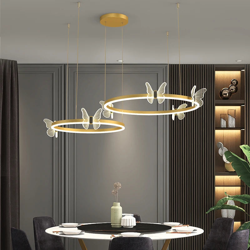 Moonriver Lighting Modern Living Room Hanging Lamps for Ceiling LED Butterfly Dining Table Chandelier Room Decor Pendant Light