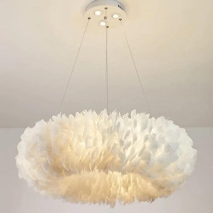 Nordic Feather LED Pendant Lamps for Marriage Bedroom Girl Child Chandelier Home Decor Lighting Suspension Design Luminaires