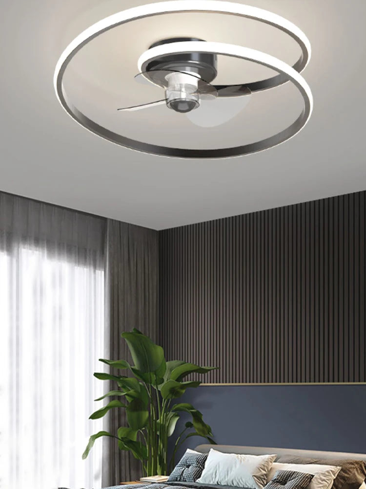 Nordic Living Room Ceiling Fan Light Minimalist White Ring Home Dining Room Bedroom Led Ceiling Fan Light