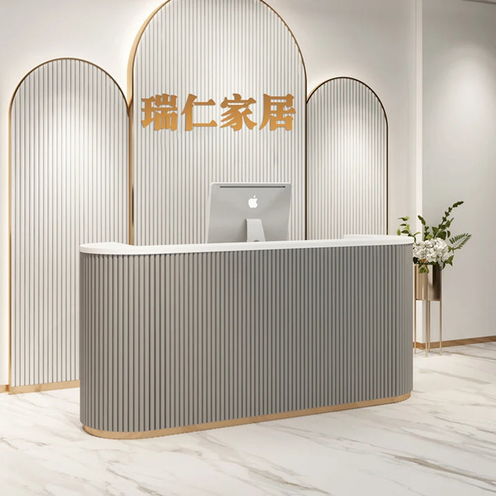 Gold Display Reception Desks Office Desk Desk Front Reception Counter Standing Restaurant Reception Escrivaninha Furniture