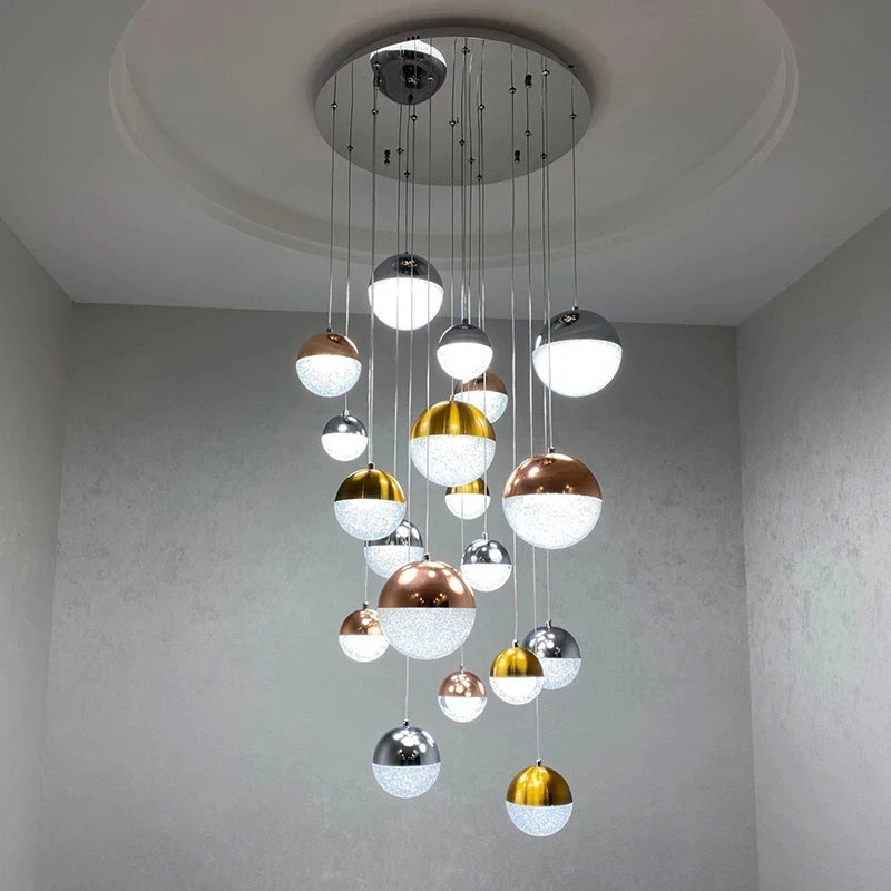 Modern Round Ball Led Ceiling Chandelier Living Room Decor Lustre Stair Hanging Lamp Pendant Light Fixture Suspension Luminaire