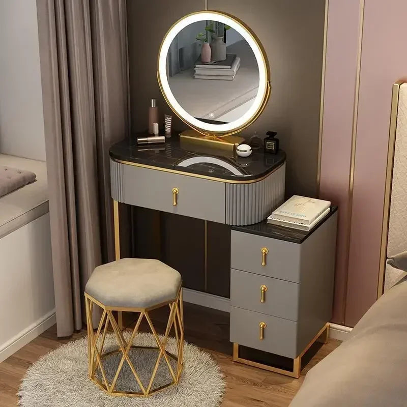 Modern Mirror Makeup Vanity Table Drawers Storage Cabinet small Dressing Table Bedroom Corner Big Penteadeira Home Furniture