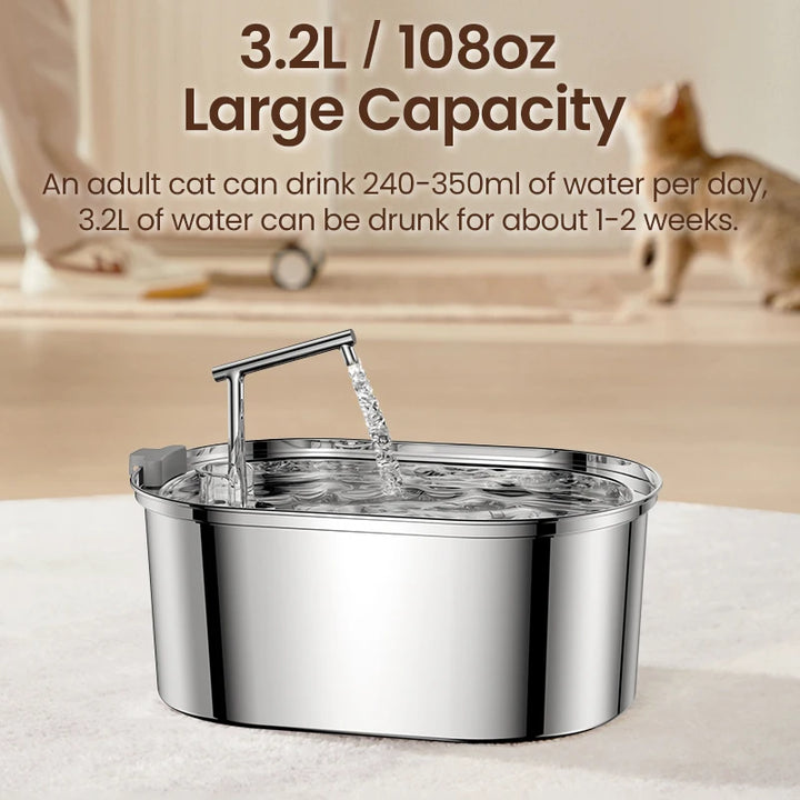 ROJECO Stainless Steel Cat Water Fountain Automatic Cat Drinker Drinking Fountain For Cats Dogs Pet Water Dispenser Accessories