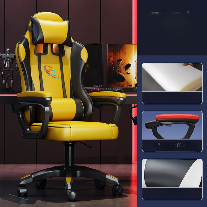 Gaming Back Support Office Chair Black Yellow Comfy Ergonomic Computer Office Chair Kawaii Necksupport Cadeiras Cute Furniture