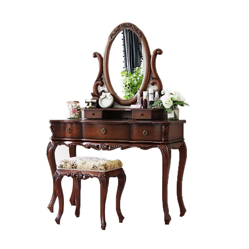 Modern Brown Dressing Table Classic Simple Corner Wooden Dressing Table Bedroom Chair Comoda Pra Quarto Living Room Furniture