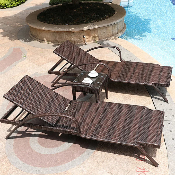 Rattan Recliner Beach Chair Sun Loungers Swimming Outside Pool Beach Chair Armrest Adults Free Shipping Silla Playa Furniture