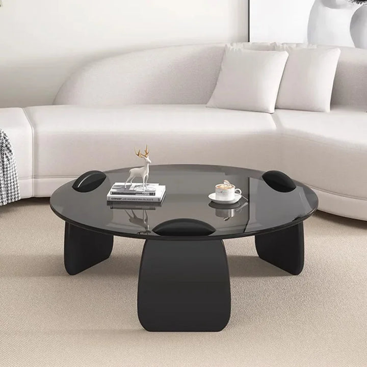 Glass Clear Coffee Table Modern Round Transparent Low Small Nordic Side Table Minimalist Hotel Mesa Auxiliar Furniture For Home