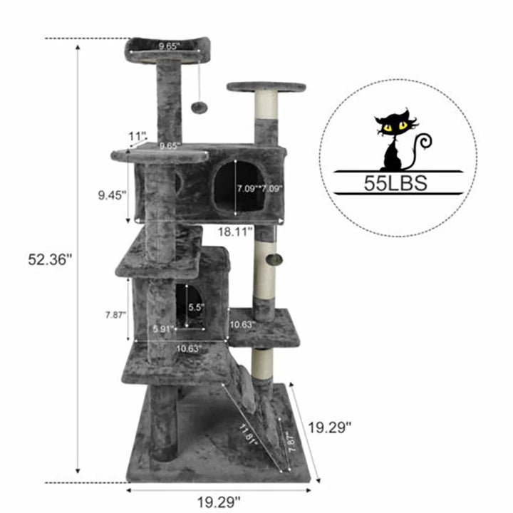 Cat Tree Tower 55" STURDY Activity Center Large Playing House Condo For Rest