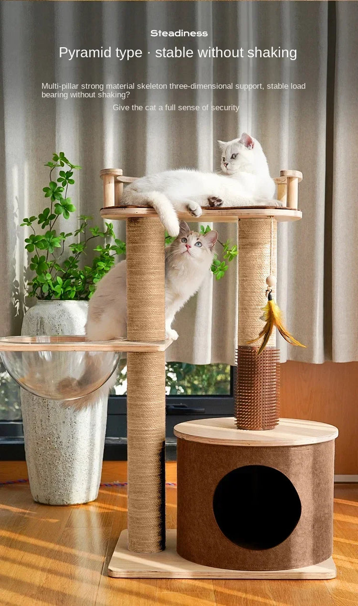 Cat Climbing Frame Cat Tree Nest Wooden Space Capsule Jumping Platform Cat Furniture Pet Supplies Small Space Saving