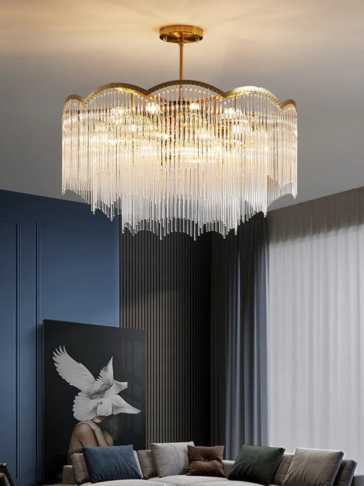 New Product Golden High Quality Crystal Translucent Indoor Decorative Chandelier Ceiling Lighting Lustre for Living Room