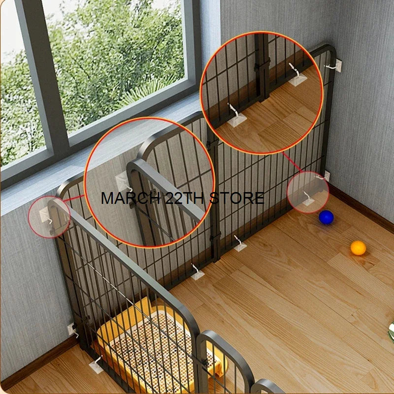 Modern Wrought Iron Dog Fences Pet Fence with Dog Door Home Indoor Cat Cages Large Dog Enclosure Safety Fence Dog Supplies