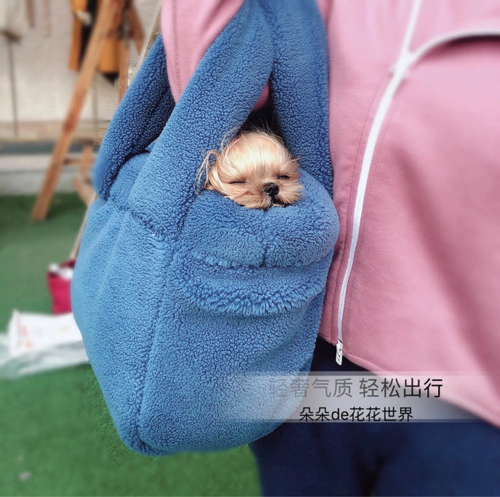 Thickened Sheep Shearing Luxury Pet Cat Dog Carrier Teddy Yorkshire Handbag Super Warm Outing Carrying bag travel accessories