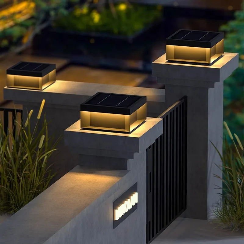 VZVI Solar Post Light Outdoor Column Head Light LED Garden Fence Gate Deck Cap Pillar Lamps Waterproof Landscape Street Lights