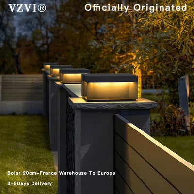 VZVI Solar Post Light Outdoor Column Head Light LED Garden Fence Gate Deck Cap Pillar Lamps Waterproof Landscape Street Lights