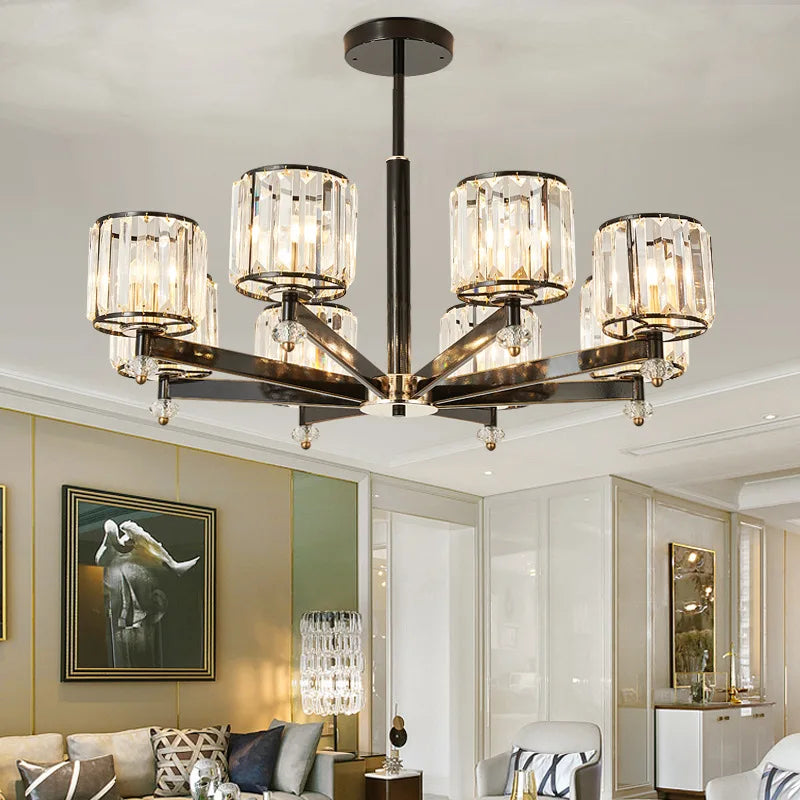 Modern Crystal Chandelier Lamp Black Ceiling Led Pendant Hanging Lighting Dining Living Room Bedroom Restaurant Shop