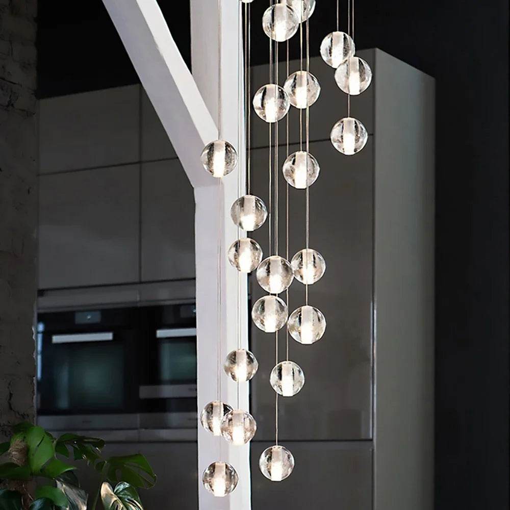 Modern Crystal Ball Ceiling Chandelier LED Pendant Hanging Light Stair Home Lustre Salon Lamps For Living Room Lighting Kitchen