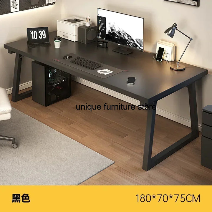 Modern Computer Desk Home Office Large Executive Office Desk Computer Table Study Writing Desk Wooden Tabletop Metal Frame