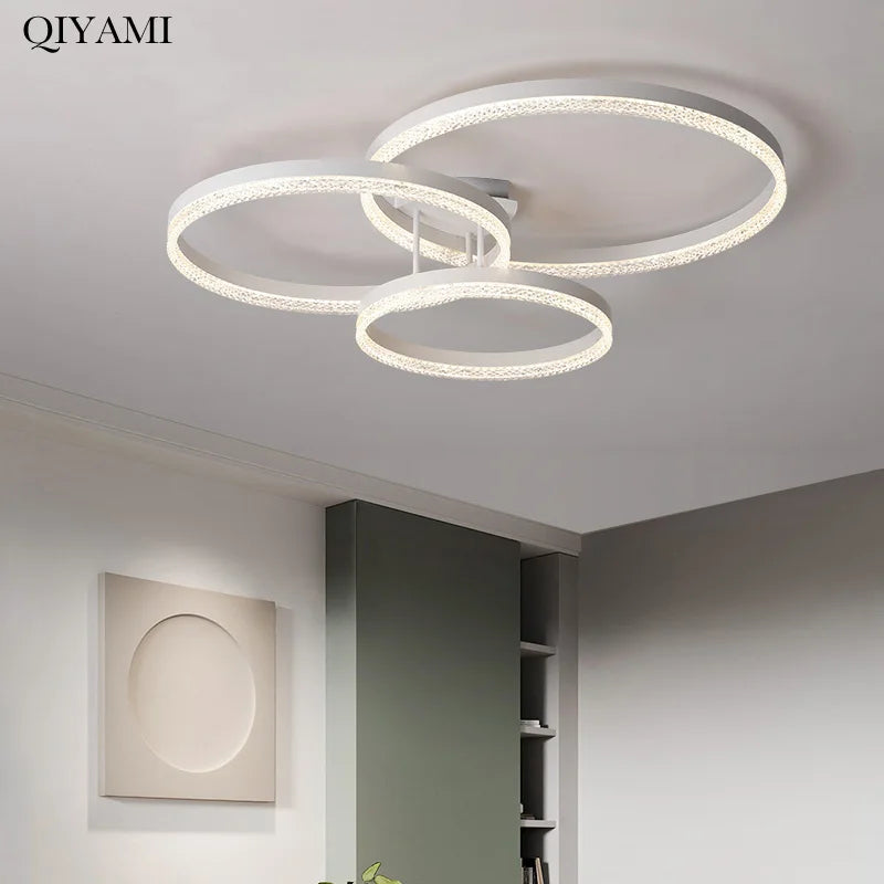 Modern Rings Design Acrylic Ceiling Lights For Parlour Bedroom Kitchen Study Room Indoor Deco Lamps Dimmable Lighting AC90-260V
