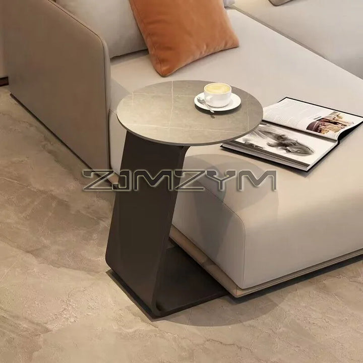 Light Luxury Modern Side Table Mini Corner Small Bedside Round Table Minimalist Rock Slab Table