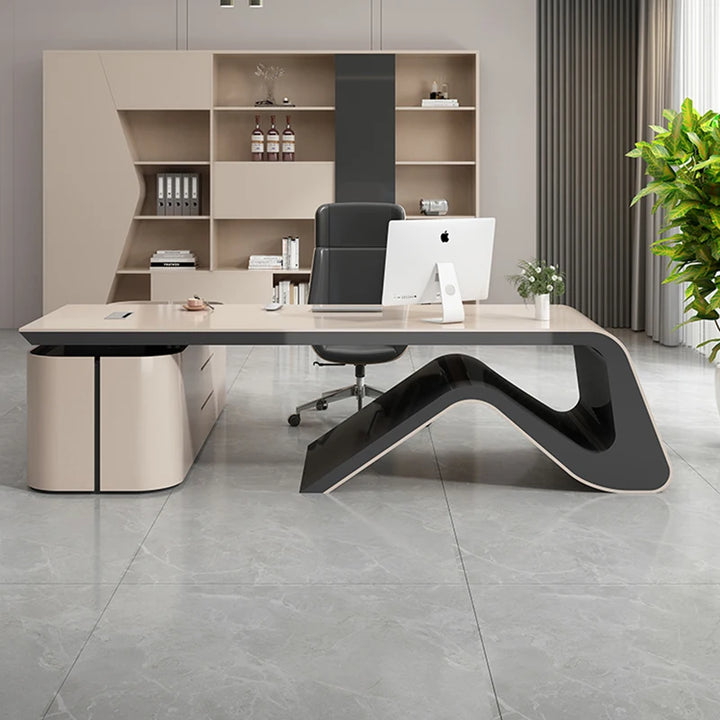 Mesa Office Desk Desktops Writing Conference Shaped Standing Desk Workbench Writing Luxury Table Ordinateur Home Furniture