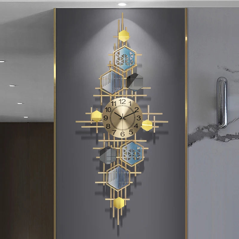 Large Luxury Wall Clock Living Room Aesthetic Nordic Mechanism 3d Modern Wall Watch Silent Design Wanduhr Home Decoration