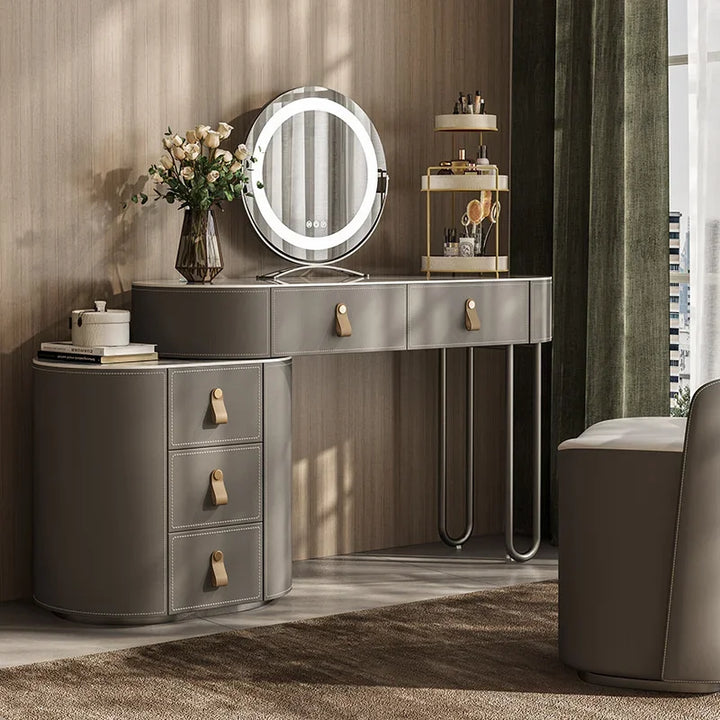 Makeup Dressing Table with Mirror Slate Furniture Girl Bedroom Bedside Storage Cabinet Integrated Minimalist Makeup Vanity