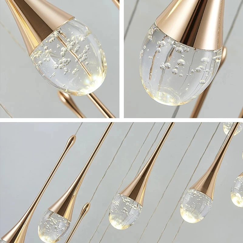 Crystal Ceiling Chandeliers for Living Room Lobby Luxury Cristal LED Lamp Long Staircase Hanging Lights Gold Indoor Luminaire