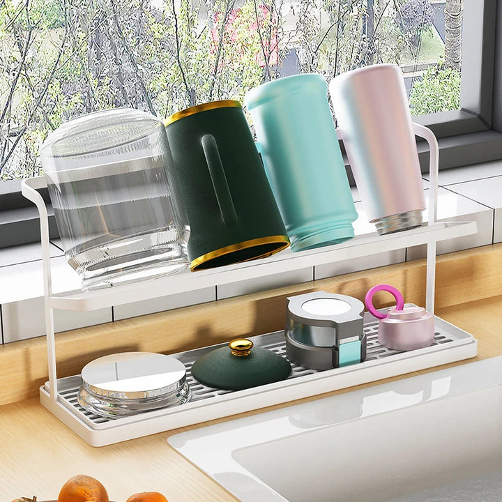 Bottle Holder Drain Wide Kettle Holder Bottle Holder Wide Kettle Storage Large Capacity Kitchen Organizer Over Sink Countertop