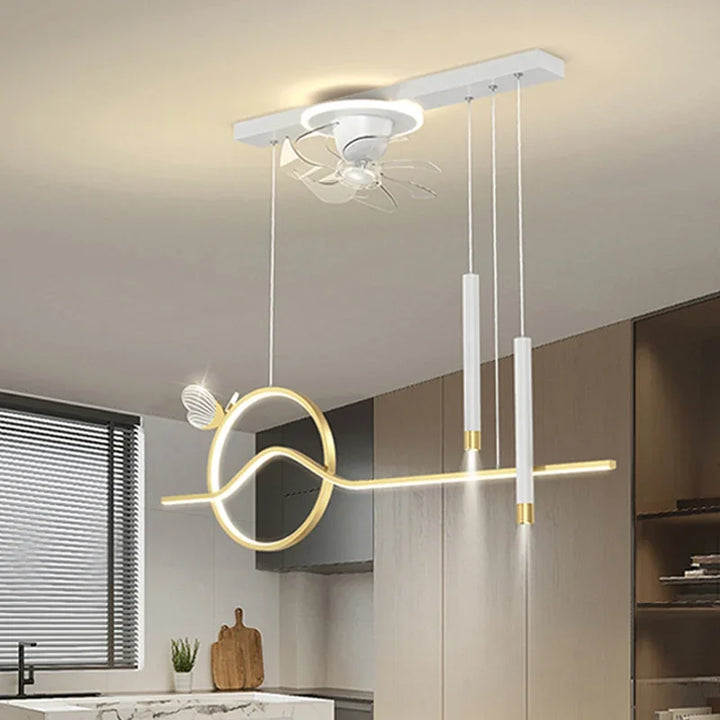 Modern Dining Room Ceiling Fans Minimalism Led Pendant Lights Nordic Home Decor Led Luminarias Suspend Lamp Hanging Fixtures