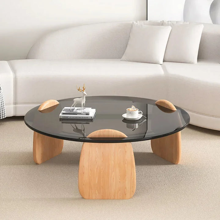 Glass Clear Coffee Table Modern Round Transparent Low Small Nordic Side Table Minimalist Hotel Mesa Auxiliar Furniture For Home