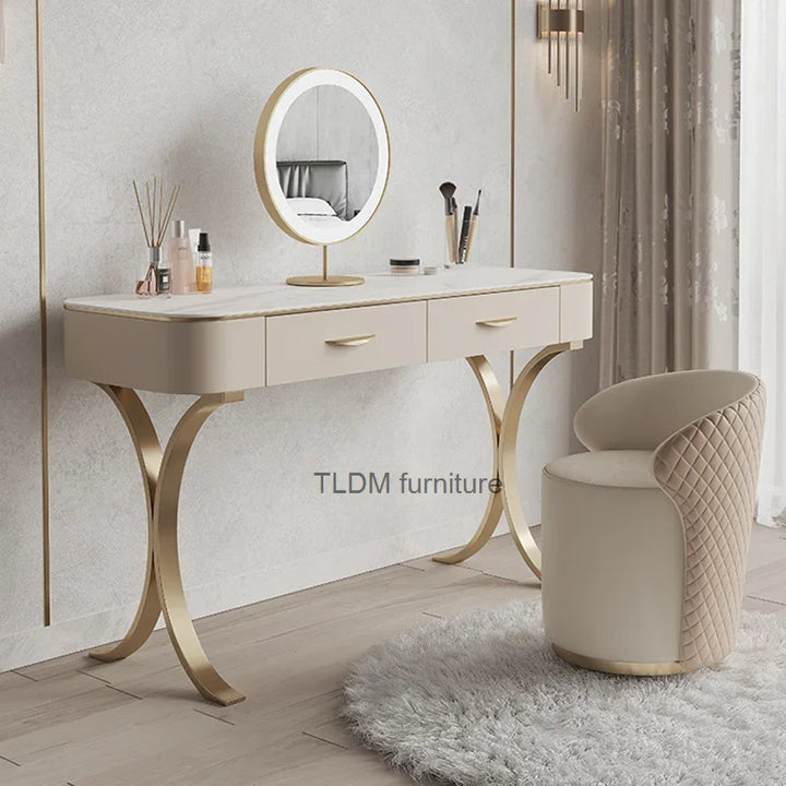 Design oriented organizer storage dress table with gold drawers, luxurious dress for girls, Nordic style classic Penteadeira