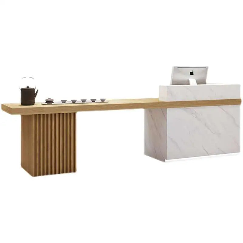 Brown Stylish Reception Desks Multifunctional Display Luxury Counter Reception Desks Front Modern Mostrador Bar Furniture