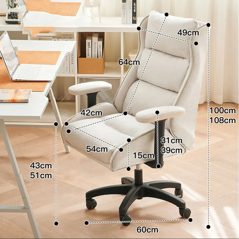 Chaise Leather Office Chair White Gaming Study Comfortable Footrest Computer Chair Swivel Sillas De Oficina Luxury Furniture