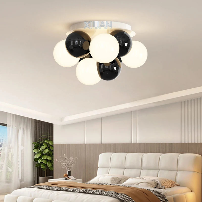 Nordic Round Ball Chandelier Light Bubble Bedroom Ceiling Lamps LED E27 Living Room Dining Room Chandeliers for Children's Room