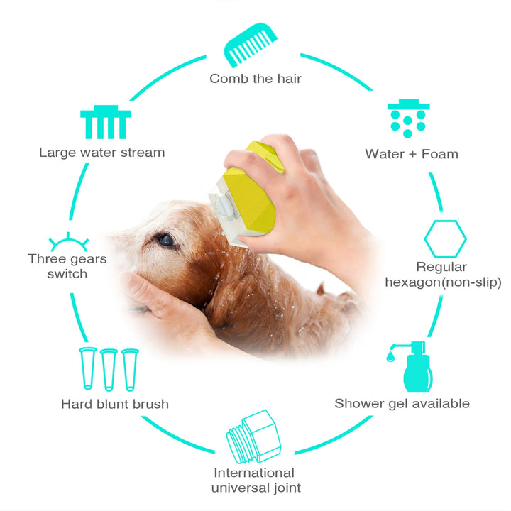 Multi-function Pet Bath Shower Head Dogs Water Sprayer Brush with Hose Washer Cat Home Cleaning Tools Bathroom Attachment