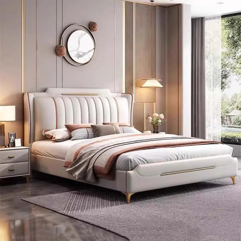 Multifonction Double Bed Queen Size Nordic Modern Lounge Bed Storage Luxury Camas Y Muebles Para El Hogar Home Furniture