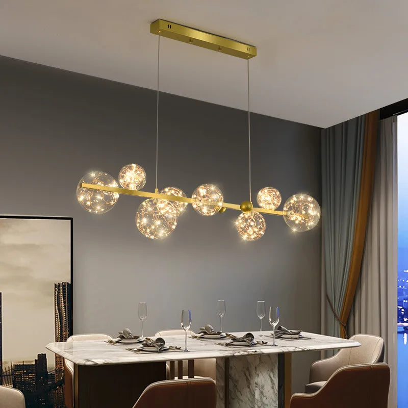 Modern Glass Balls Led Ceiling Chandelier Living Room Center Table Dining Kitchen Pendant Lamps Home Decoration Indoor Lighting