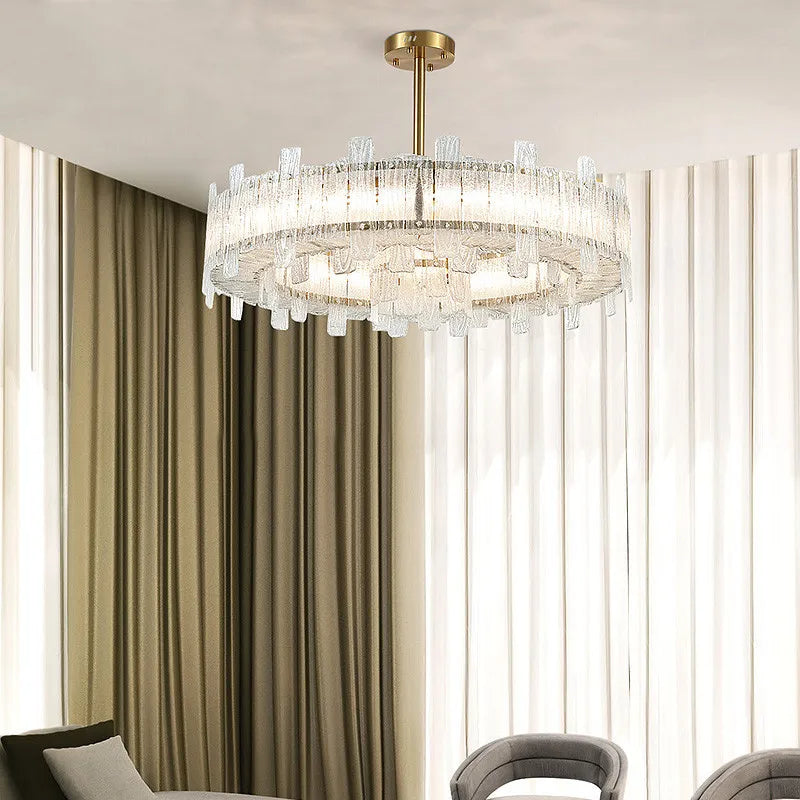 Postmodern Luxury Frosted Glass Ceiling Chandelier Brushed Stainless Steel Lustres Dimmable Home Decor Living Room Chandeliers