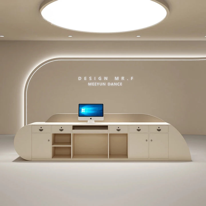 Cash White Reception Desk Counter Retail Supermarket Beauty Hotel Reception Desk Podium Mostrador Oficina Commercial Furniture