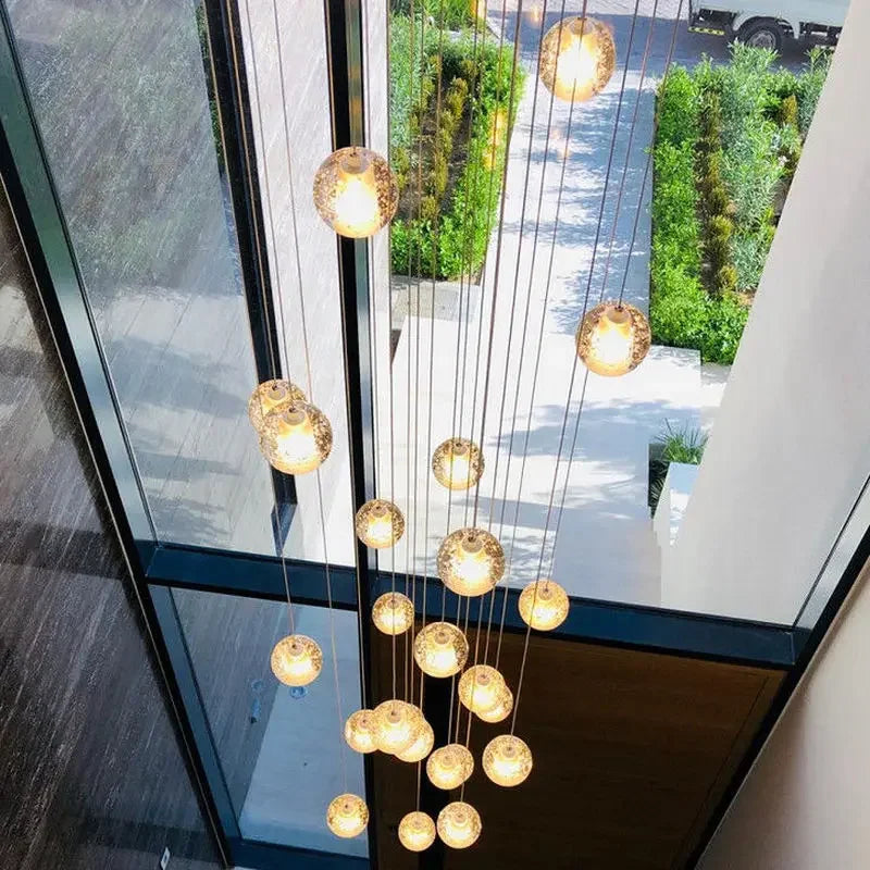 Modern Crystal Ball Ceiling Chandelier LED Pendant Hanging Light Stair Home Lustre Salon Lamps For Living Room Lighting Kitchen