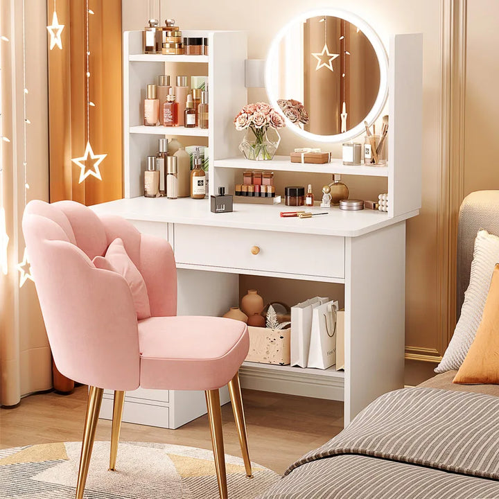 Girl Container Dressing Table Mirror Chair Wood Classic Dressing Table Led Lights Coiffeuses De Chambre Furniture Comfortable