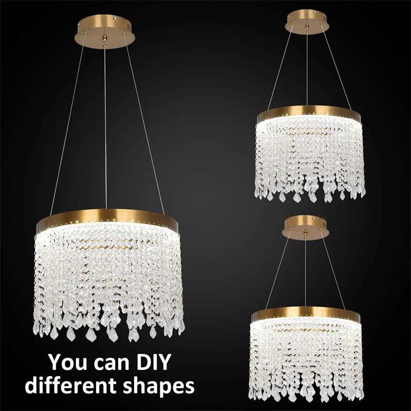 Nordic Modern Crystal Ceiling Chandeliers Luxury Interior Home Decor Pendant Lamps Dining Room Bedroom Lighting Fixtures Lustres