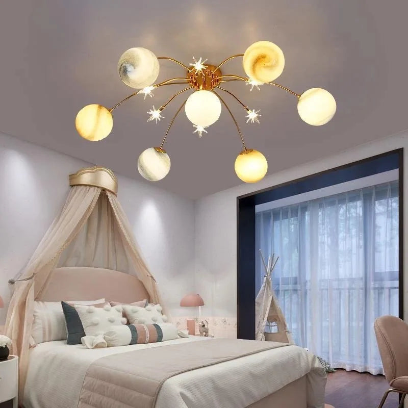 Modern Led Chandeliers eye protection light Planet Creative ceiling Chandeliers children's room warm and romantic Bedroom Lamps