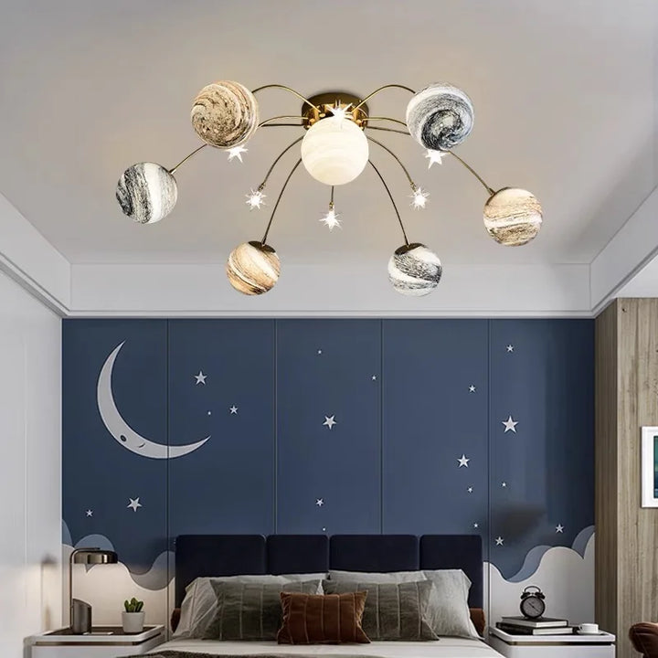 Modern Led Chandeliers eye protection light Planet Creative ceiling Chandeliers children's room warm and romantic Bedroom Lamps