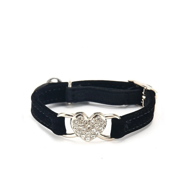 Jeweled Heart Cat Collar With Bell