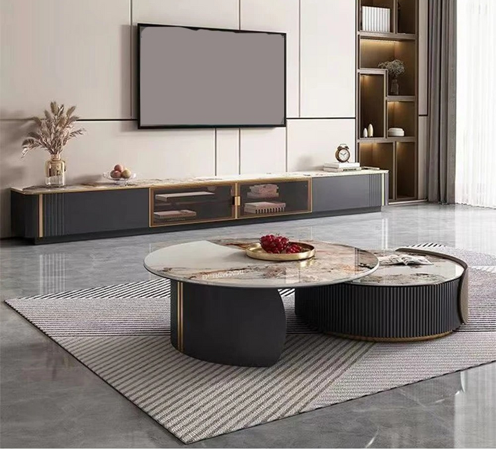 Extendable Luxury Round Coffee Table Combination